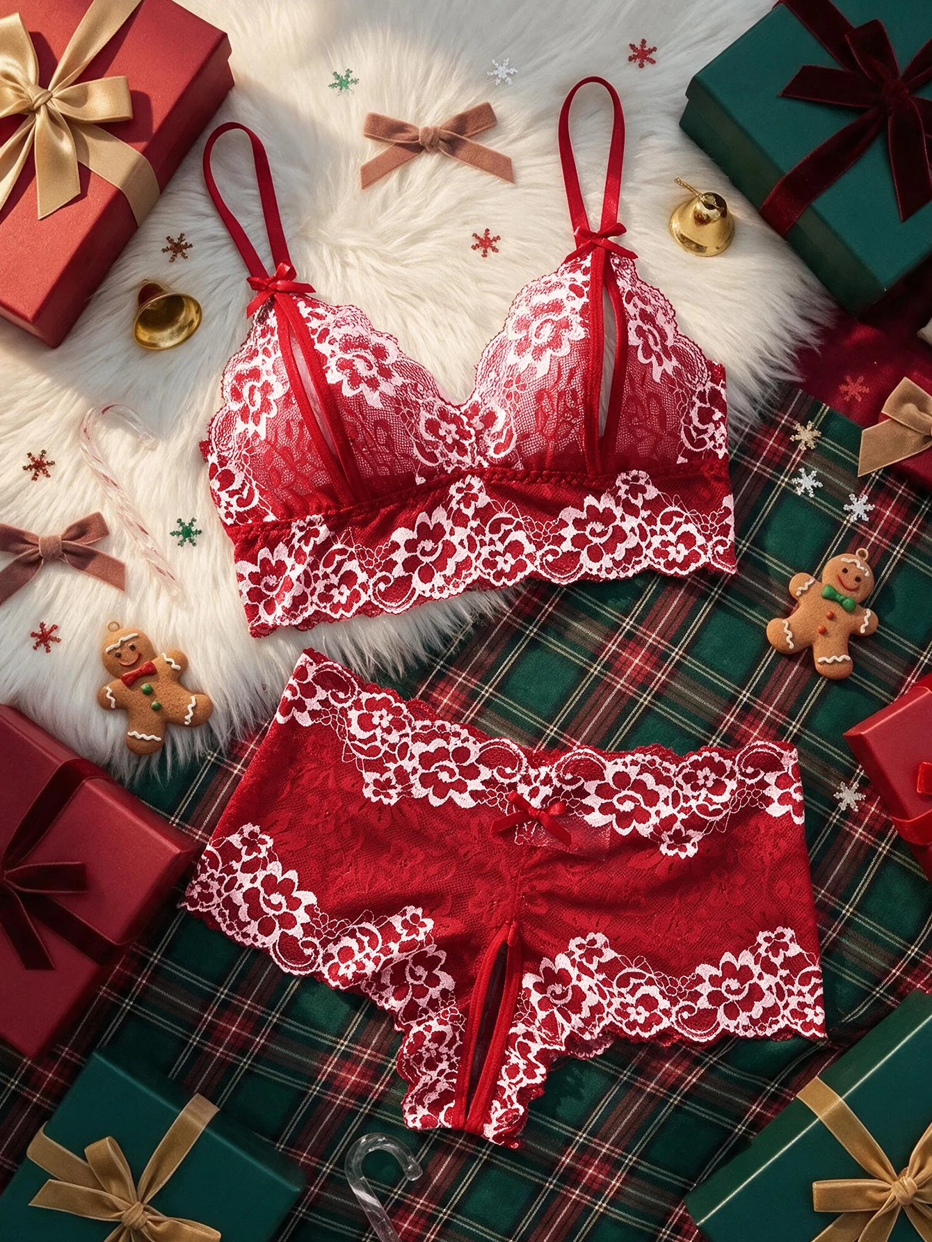 Conjunto de lingerie de renda  - Lace Bralette Set avaliação e preço