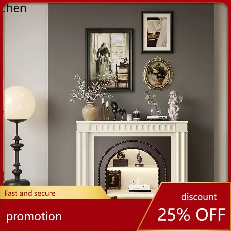 YFY Solid Wood Fireplace Decorative Cabinet Living Room Fireplace TV Cabinet Entrance Faux Fire Fireplace Cabinet