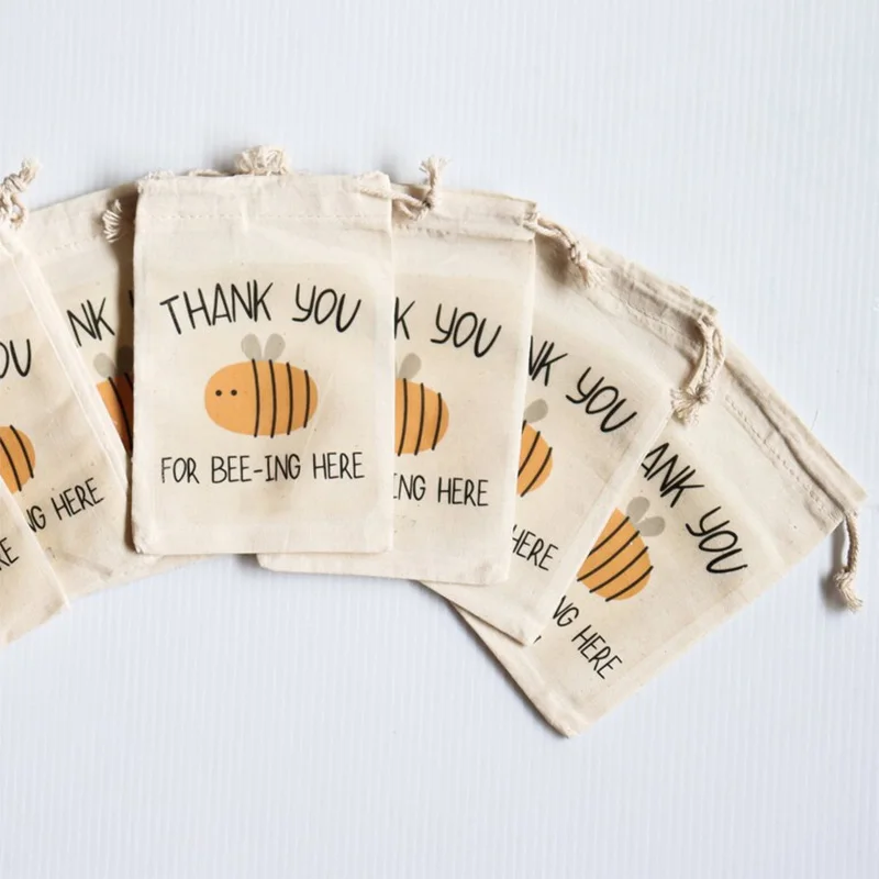 5pcs Bee Favor Bags Sweet as Can Bee garden Themed boy girl Baby Shower 1st first birthday party table decoration Thank You gift