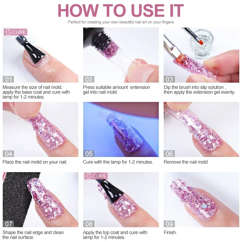 Juego completo de uñas de Gel polivinílico, lámpara Led de 6W, Voor, principiantes, puntas de uñas, arte, diseño 3d, decoración, extensión, Kit de herramientas de manicura