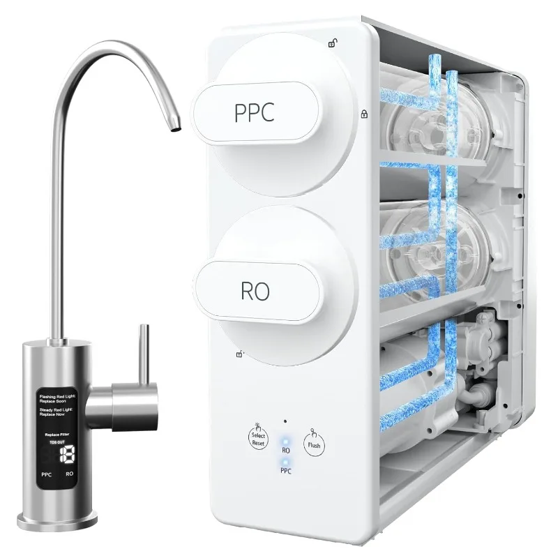 Osmosis System with Smart Faucet NSF Certified TDS Reduction,7 Stage Tankless Reverse Osmosis Water Filter System Under Sink,