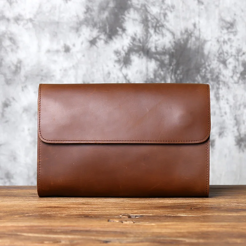 Nzpj Vintage Echt leder Herren Clutch Tasche verrückte Pferd Leder Handy tasche natürliche Top Layer Rindsleder Brieftasche für 8-Zoll-iPad – Detail 21