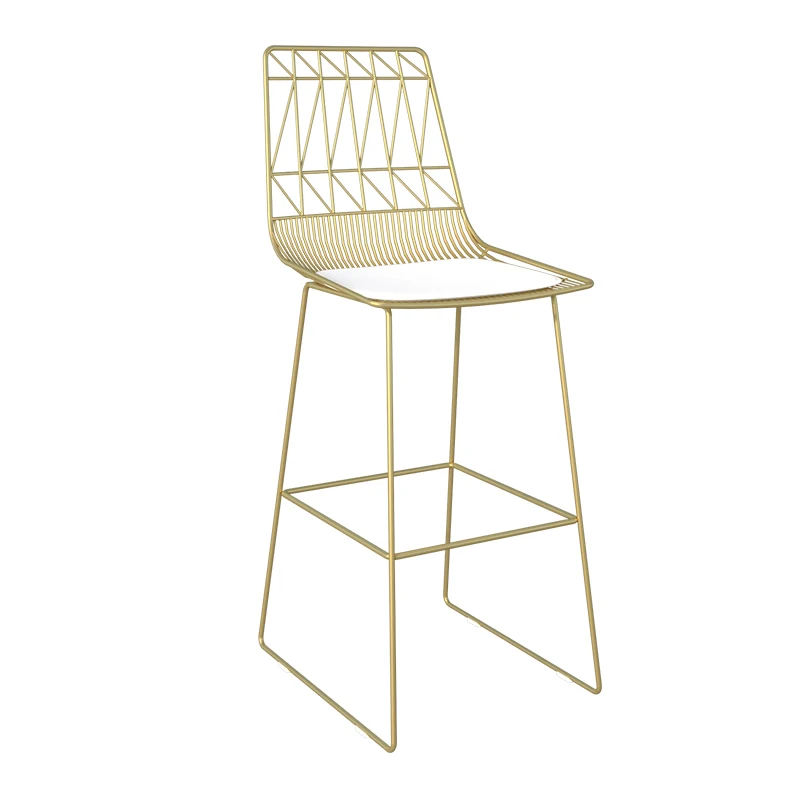 

Backrest bar chair modern simple wrought iron gold bar chair high stool bar stool