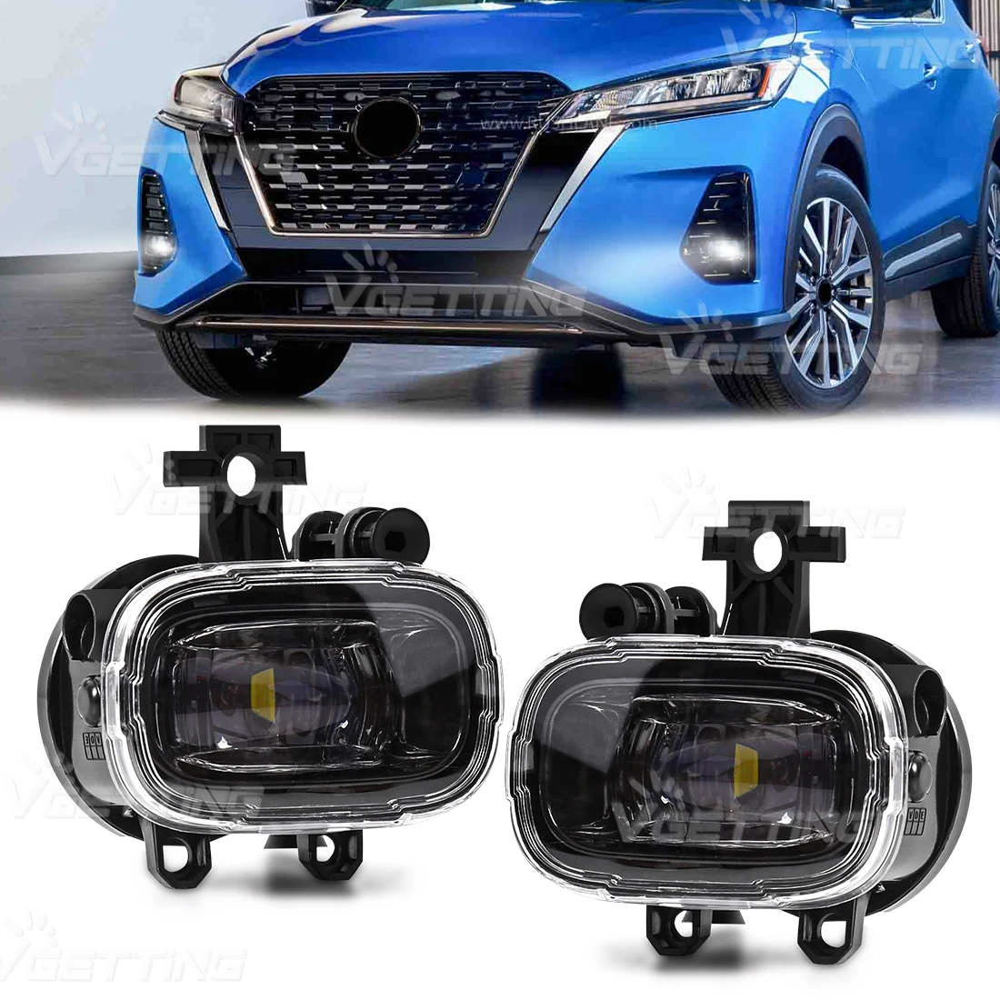 

1 Pair Car Fog Lamp Assembly For Nissan NAVARA NP300 X-trail Xtrail Rogue Kicks Juke F16 MK2 Halogen LED Lens White Yellow 12V