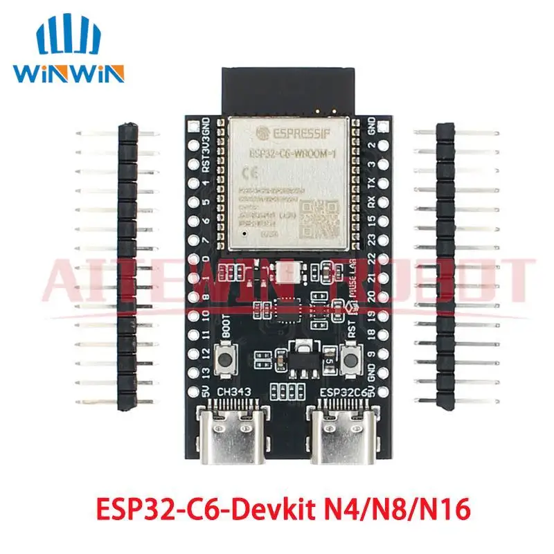 ESP32 ESP32-C6 WiFi+Bluetooth Internet Of Things Dual Type-C Development Board Core Board ESP32-C6-DevKit C N4R2 For Arduino