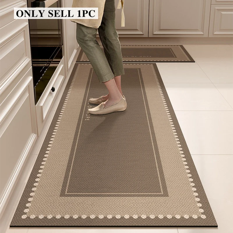 Carpet for Kitchen Waterproof Floor Mat Pvc Leather Rug Long Non-slip Anti-oil Foot Mats Minimalist Style Home Decoration Rugs