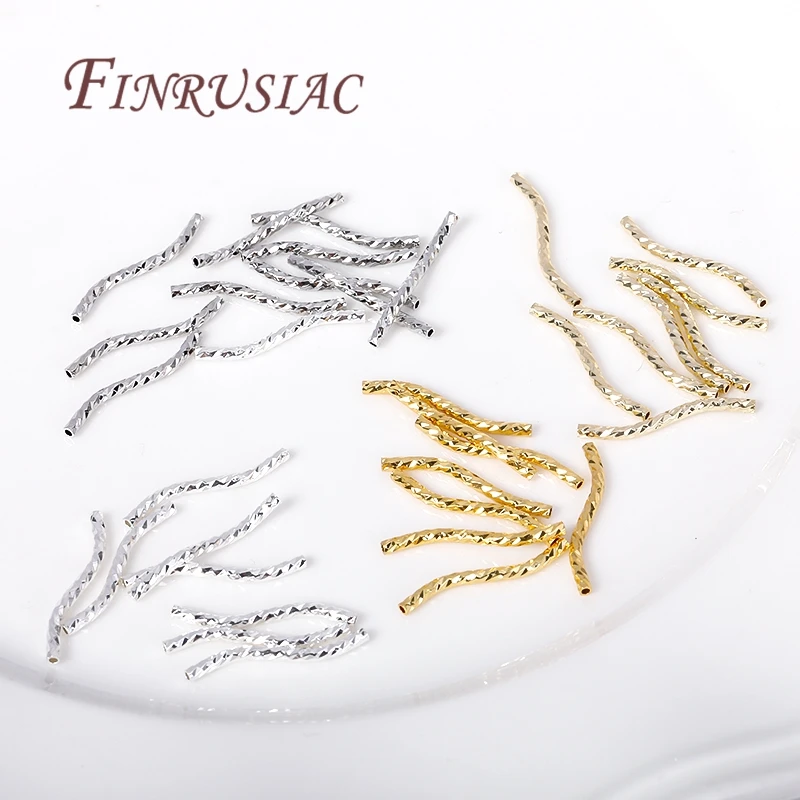 18K Gold Plated S Shape Curved Tube Brass Metal Twisted Tube Beads Connector, Handmade DIY Jewellery Findings Components