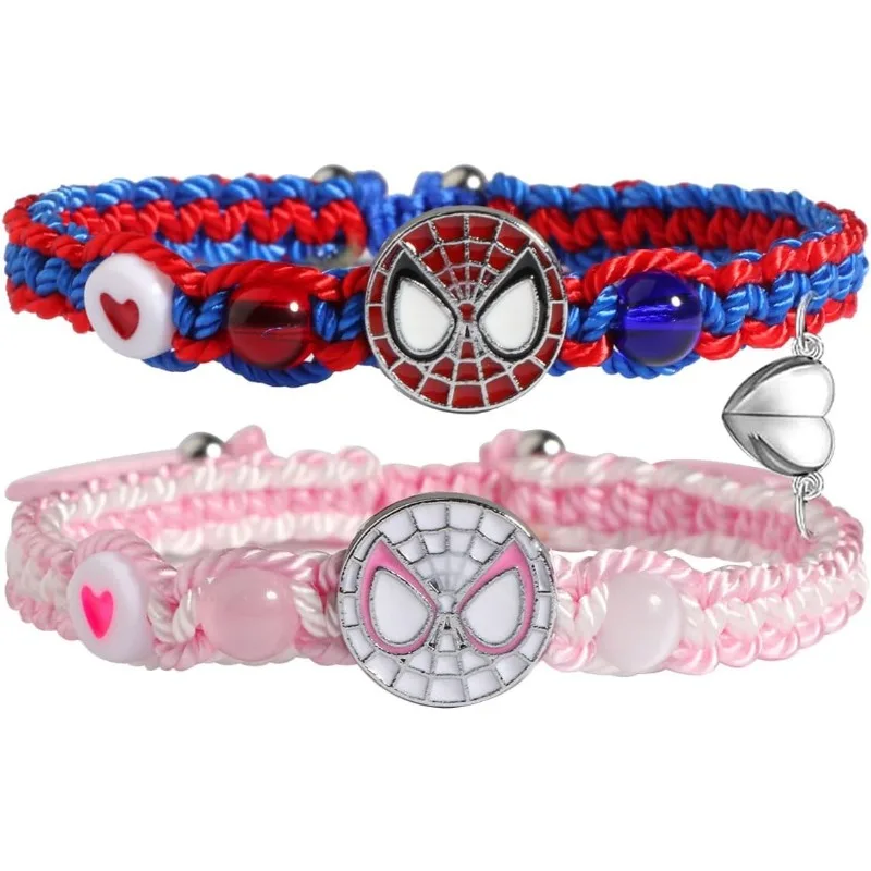 Pulsera de la amistad de Spiderman para parejas, mejor amiga, mejor amiga, familia, pulsera de corazón a juego para parejas, regalo de cumpleaños, día de San Valentín para hija, hermana, mejor amiga, hijo, alma gemela.