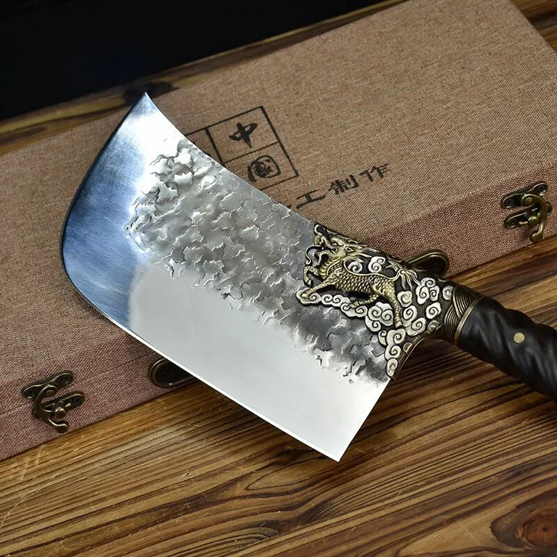 Hand gilt silver kitchen knife longquan ghost hand made of old fashioned forged chopping double knife bone chopping knife