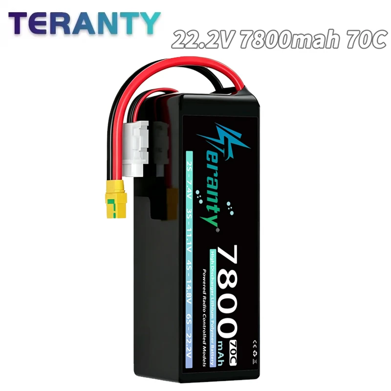 TERANTY 6S Lipo Battery 22.2V 7800mAh 70C With XT90S/XT60/EC5 Plug For Drone FPV Helicopter Quadcopter RC Parts Model Battery
