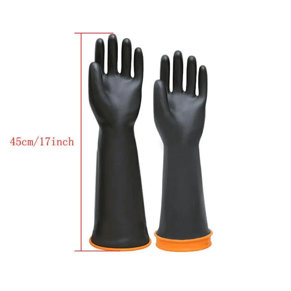 Heavy Duty Industrial Latex Gloves 17''22'' Long Resist Strong Acid and Alkali Gauntlets Reusable Chemical Resistant Gloves