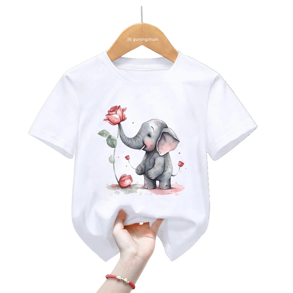 

Crown Elephants Love Balloon Printed T Shirt For Girls/Boys Funny Kids Clothes Summer Short Sleeve Tshirt Harajuku Shirt