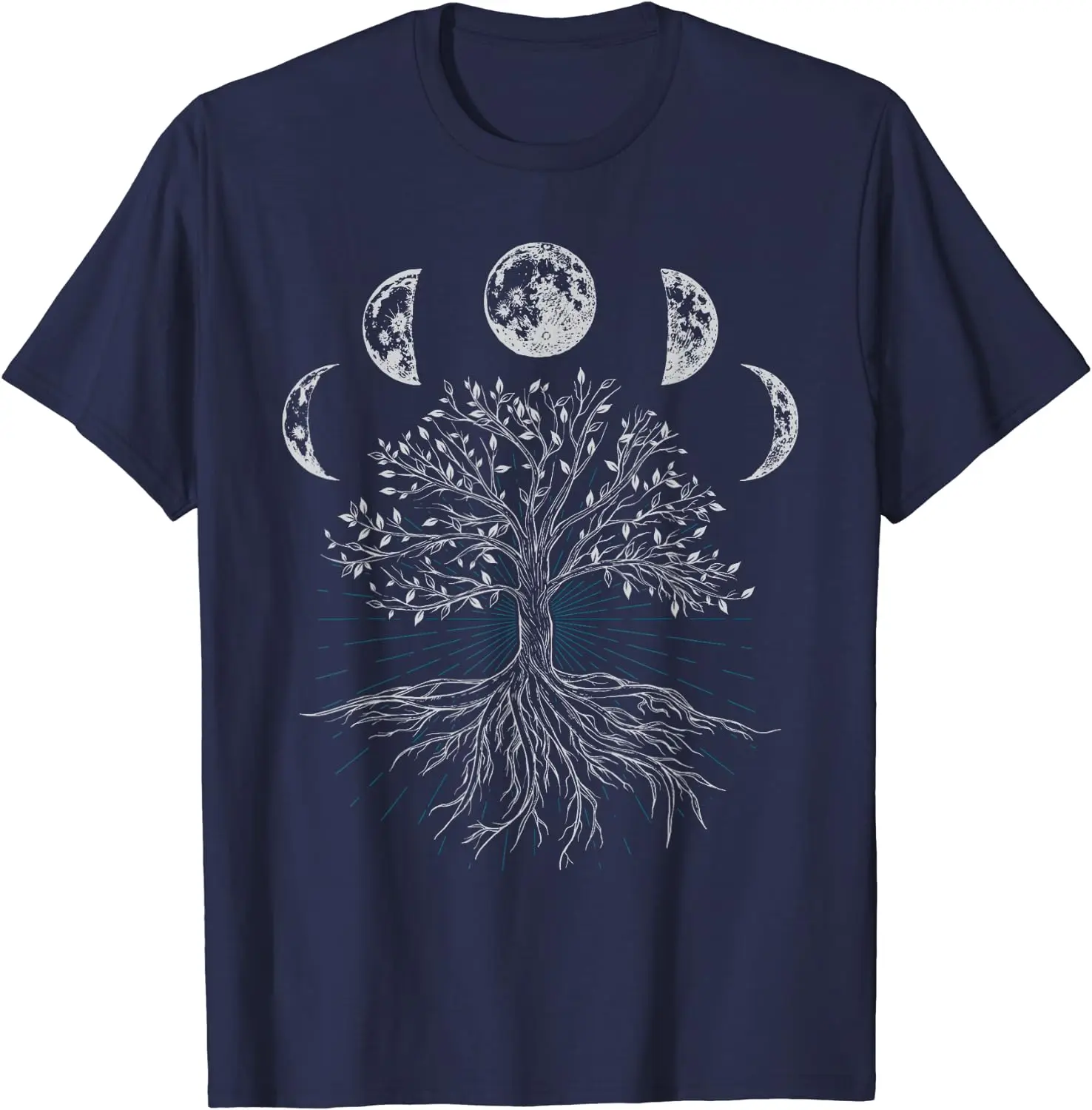 Tree Life Moon Phases Gothic Witch Witchcraft Occult T-Shirt Cotton Casual Daily Four Seasons Tees Oversized T Shirt Halloween