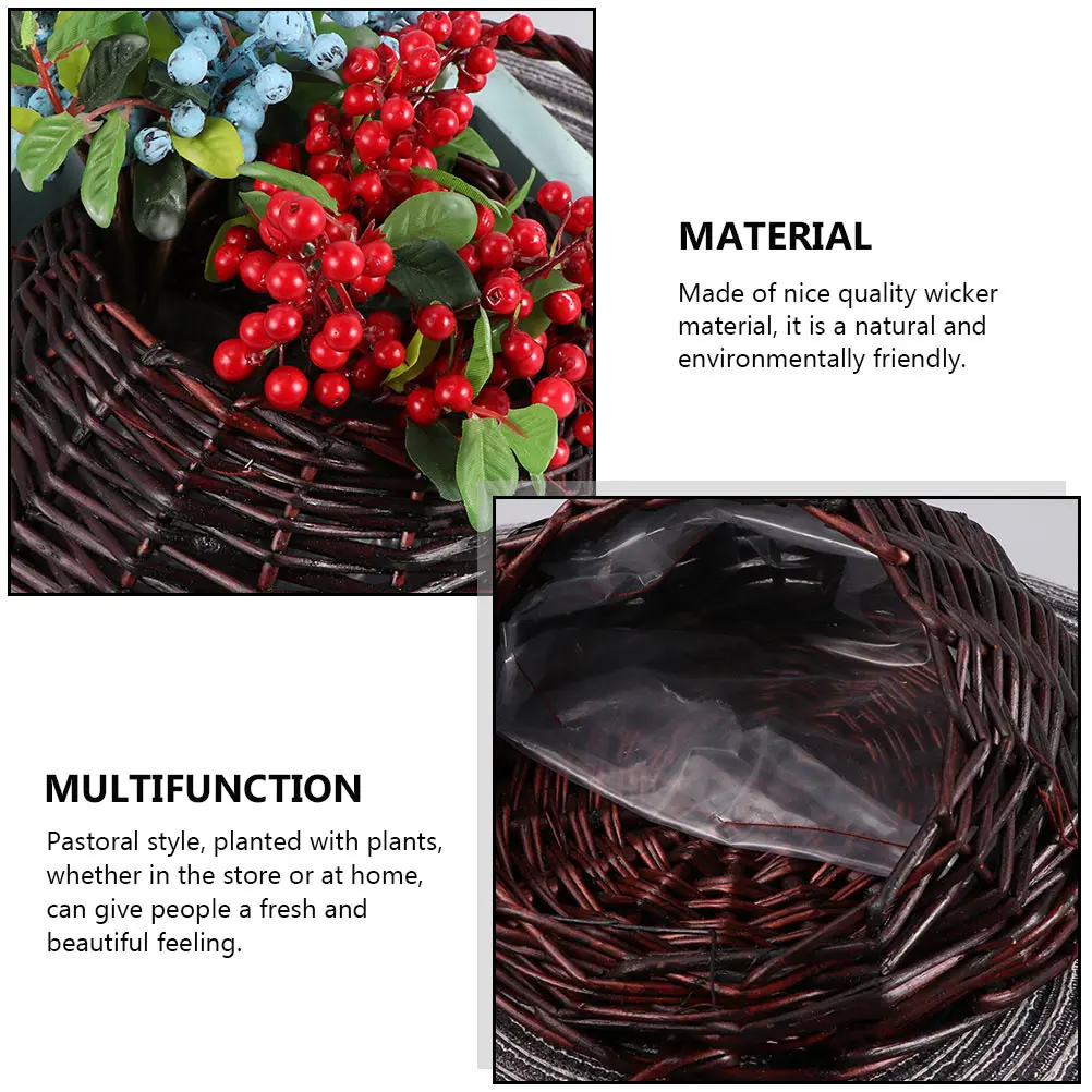 

2Pcs Wicker Woven Basket Plant Hanger Natural Rattan Flower Pot Hanging Balcony Planter Storage Garden Decor Succulent