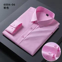 Chemise à Manches sulfen Fibre de Bambou pour Homme, Vêtement de Haute Qualité, Formel, Décontracté, sans Repassage, Slim, Couleur Unie, Nouvelle Collection Printemps/Été