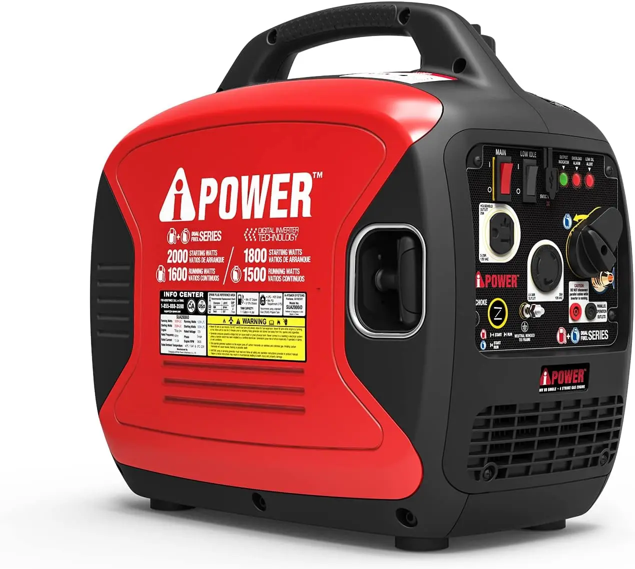 

2000 Watt Portable Inverter Generator Gas & Propane Powered Small with Super Quiet Operation for Home RV or Emergency