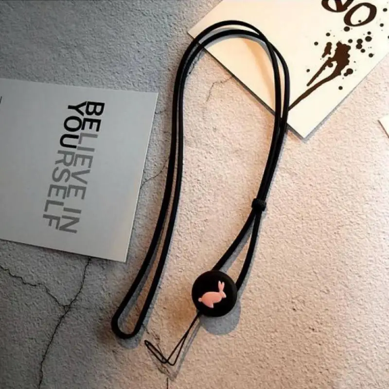 Cute Rabbit  Silicone Mobile Phone Lanyard Wrist Strap Earphone Case Rope Keychain Girls Students