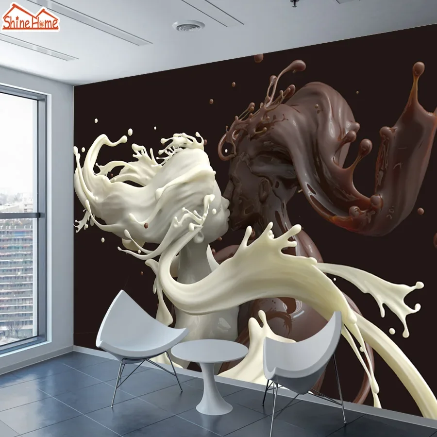 Abstract Peel and Stick Optional Wall Papers Home Decor Wallpapers Coffee Milk Lovers Chocolate Sculpture Cafe Shop Decoration