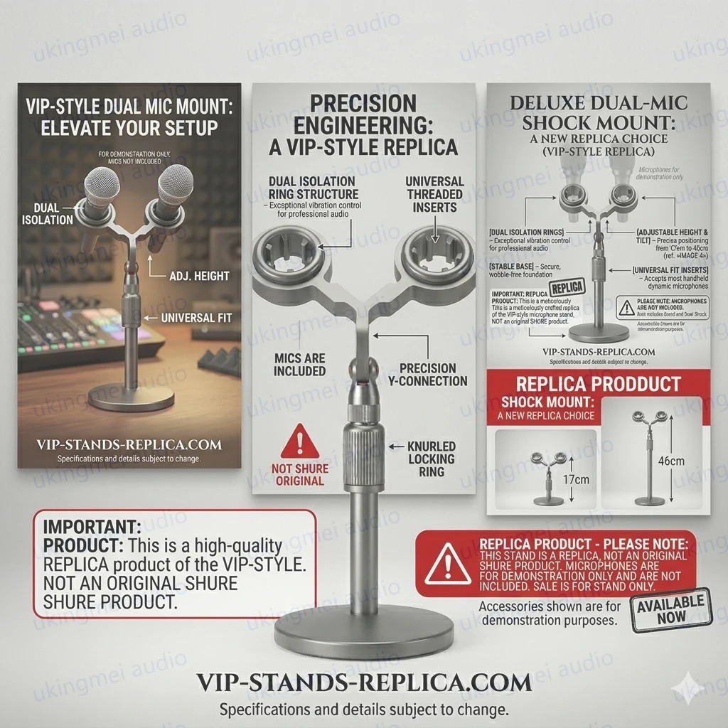Immagine 4: VIP55SM Kit di installazione doppio microfono Supporto universale per microfono presidenziale SM57 Supporto doppio Supporto antiurto per microfono