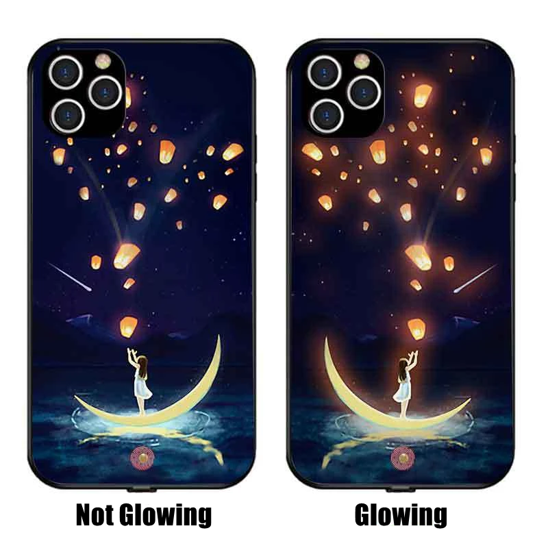 

Make Wish LED Light Glowing Luminous Tempered Glass Back Phone Case for Samsung S24 S22 S23 Note 10 20 A14 A53 A73 Plus Ultra