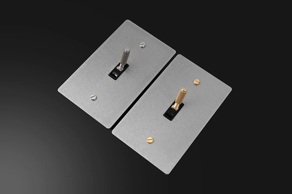 1-fach Gebürsteter Edelstahl-Panel Knurled-Kippschalter Amerikanischer Standard Hotel- und Heimgebrauch 3-Wege-Schalter – Detail 7