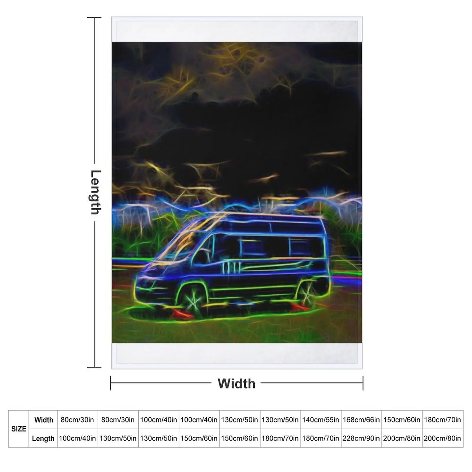 Campervan With Weird and Wonderful Bright Colours and Neon Lights Throw Blanket Flannels Quilt Sofa Blankets