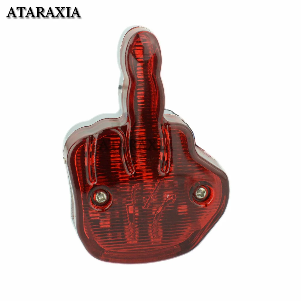 Motorcycle Mini LED Middle Finger LED Taillight Rear Brake Stop Lamp bike For Universal Cafe Racer Bobber Choppers view 2