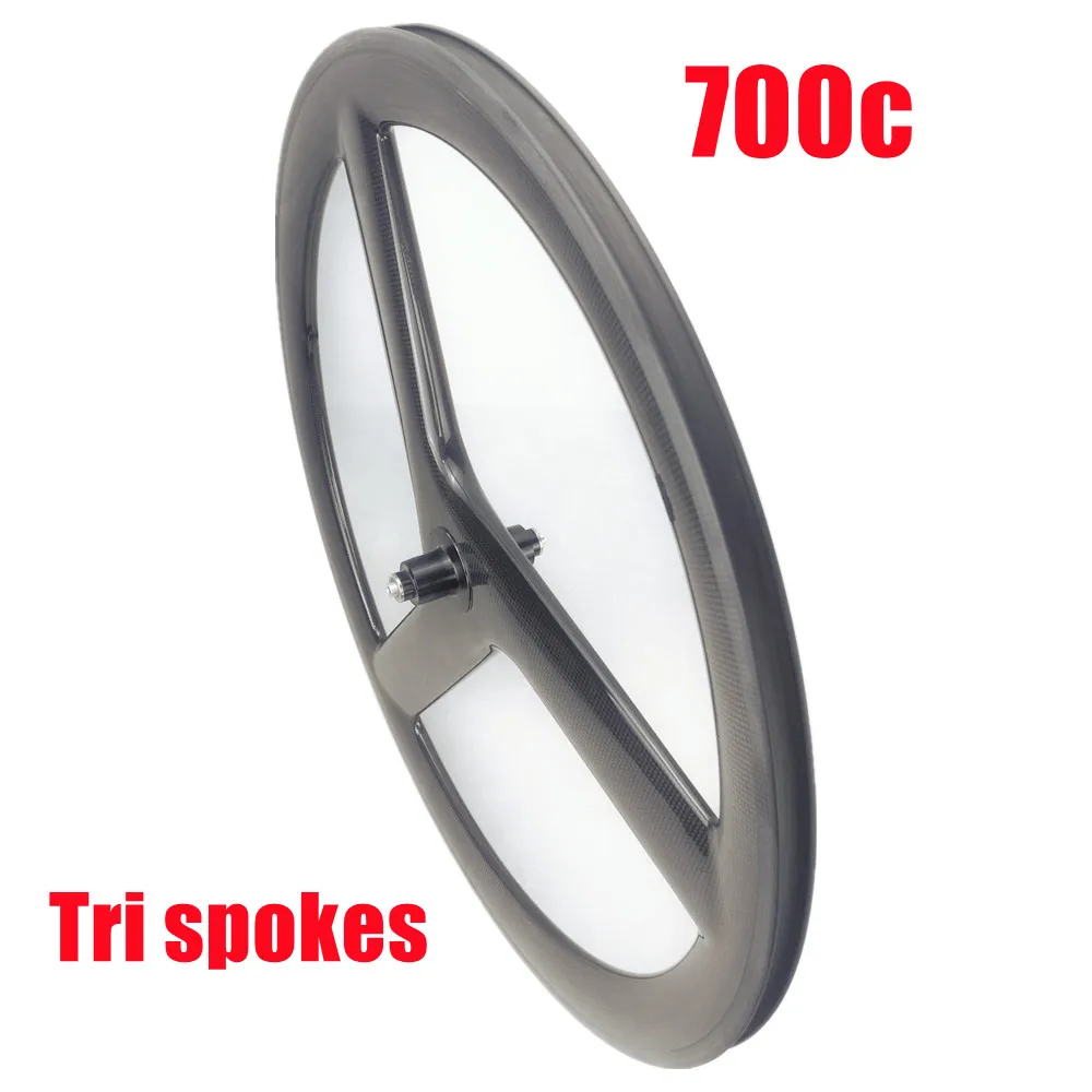 

50MM Depth New Road Bike V Brake Edge 3K Glossy Road Bike Wheel Rim Bike 700c Road Rim Tri Spokes Road Bike Wheel 23MM Width