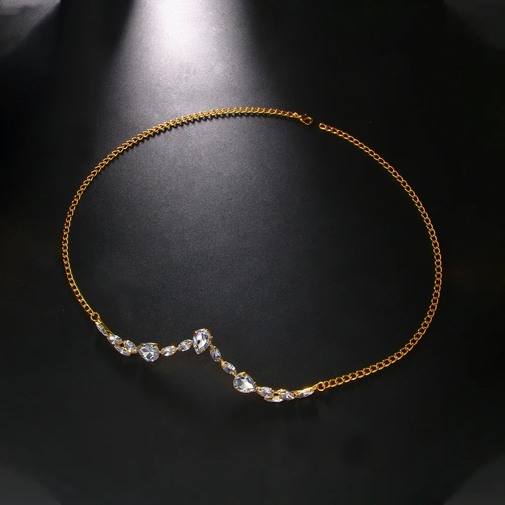 Cool Long Rhinestone Face Chain Luxury Water Drop Shape Half Frame Glasses Chain Shiny Nose Accessories Pendant Face Chain Party view 4