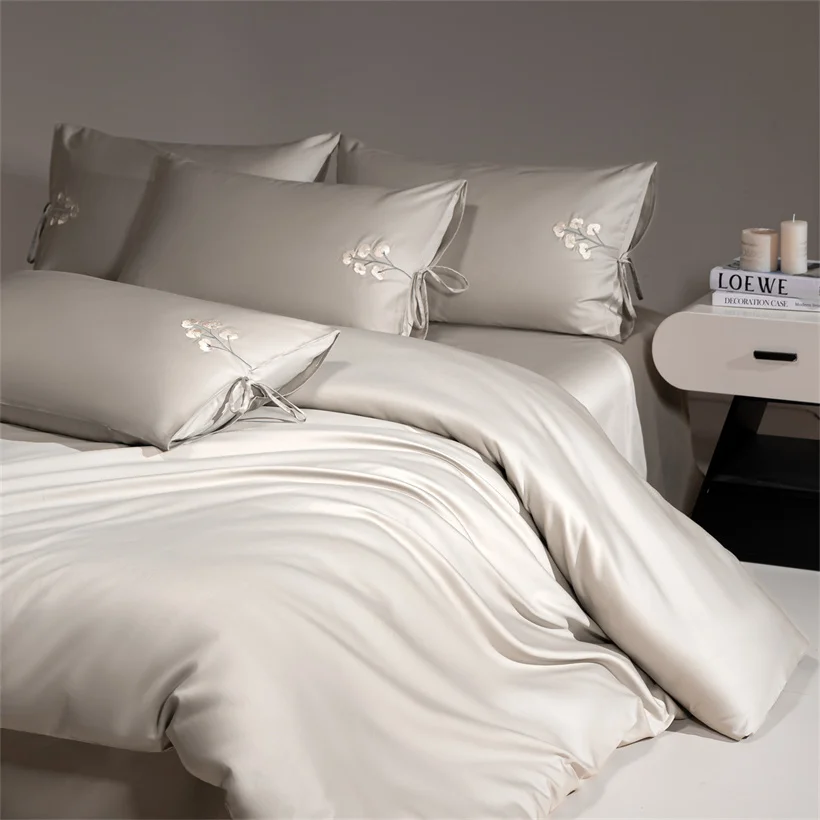 100% Egyptian Cotton Duvet Cover Set Queen King Size 1000 Thread Count Sateen Bedding Set Soft High End Bed Sheet Set All Season