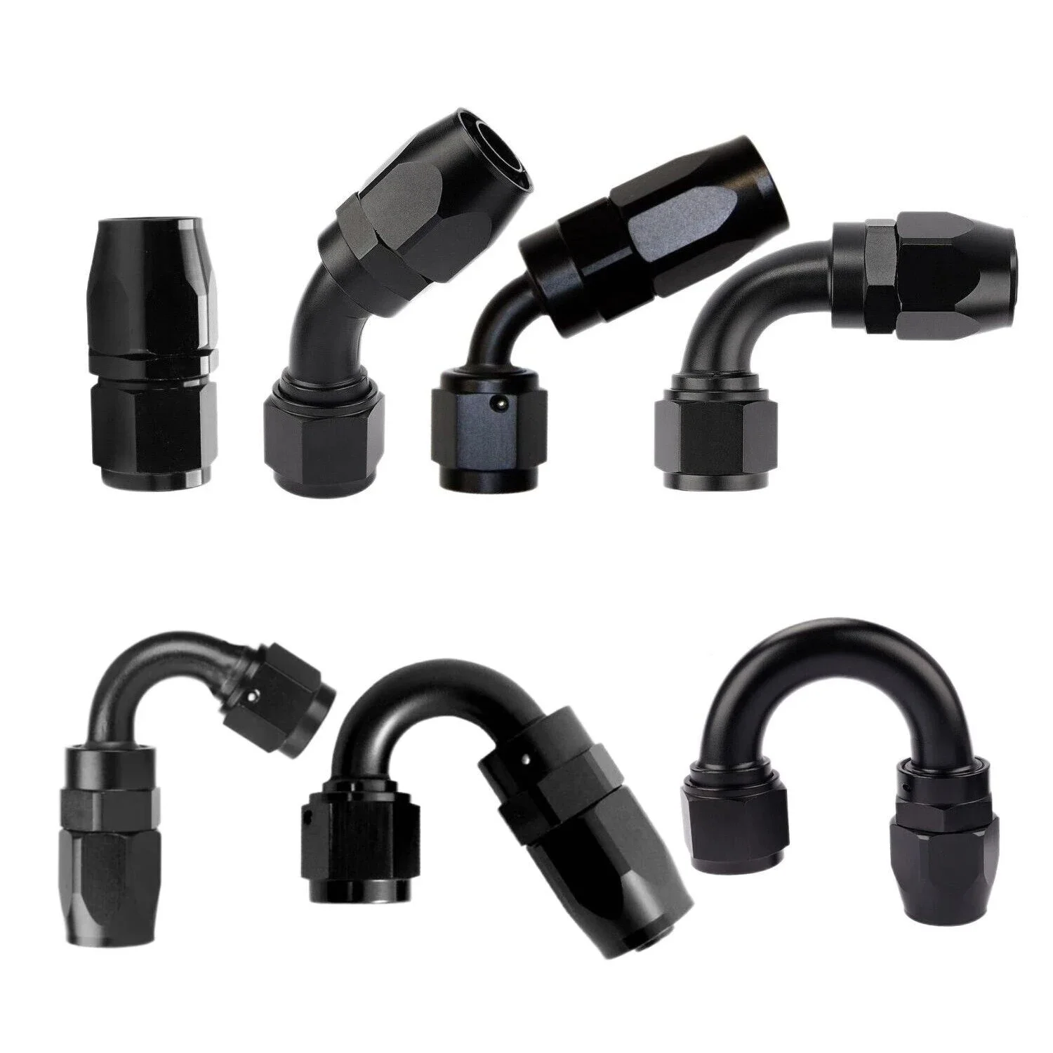 1Pc Universal AN4 AN6 AN8 Straight 45 60 90 120 150 180 Degree Oil Fuel Swivel Hose End Fitting Oil Hose End Adaptor Kit Black