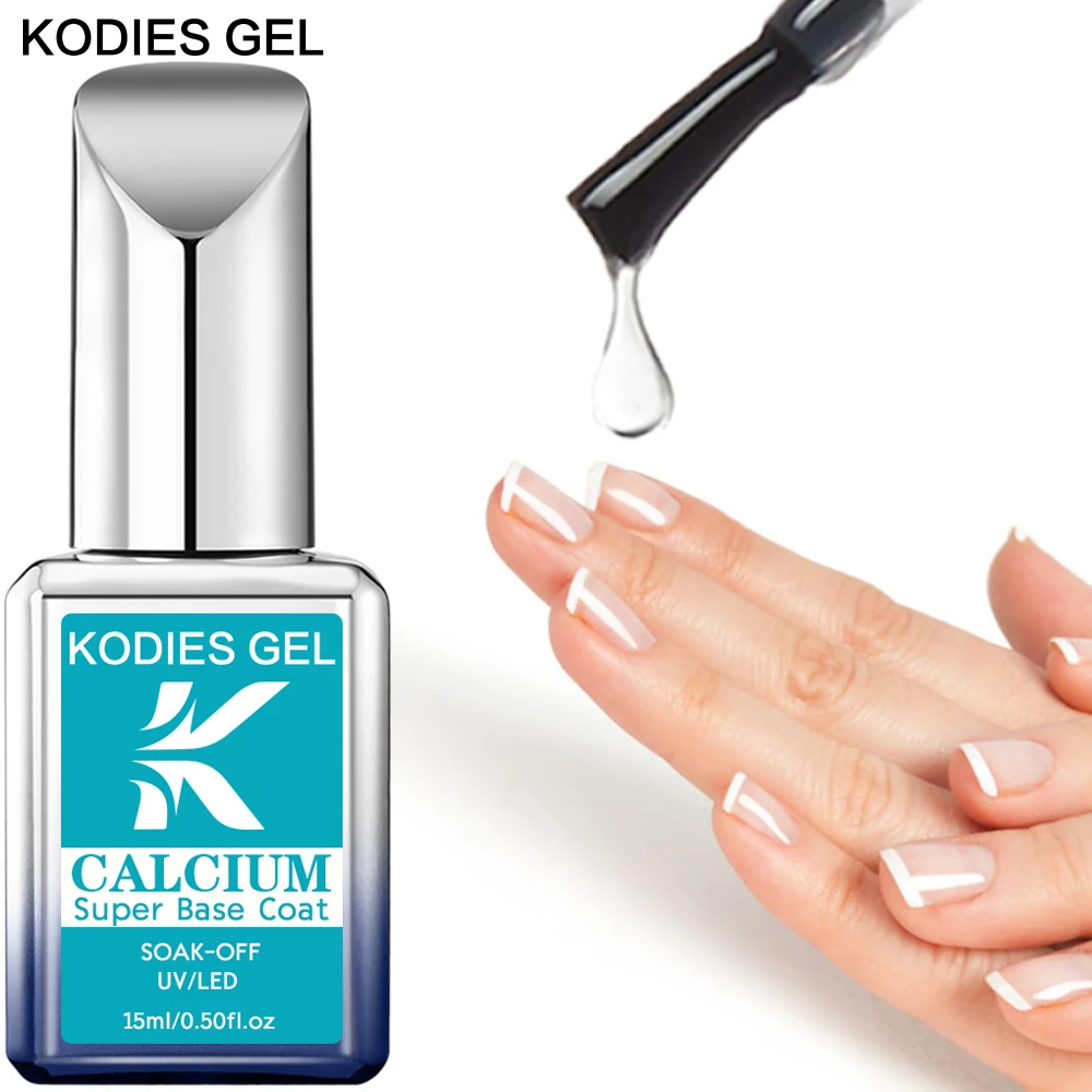 KODIES GEL Calcium Super Base Coat Gel Nail Polish Soak Off Semi Permanent UV Rubber Base Gel Primer Repair Care Damaged Nails