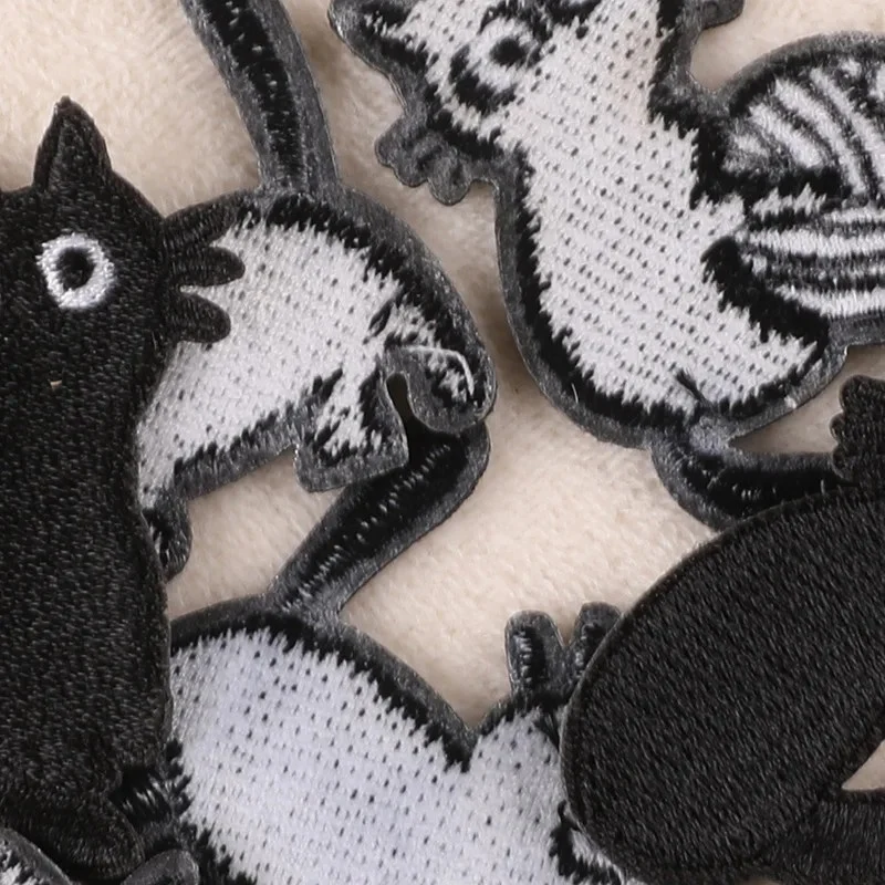 9 Stück Cartoon-Stoffaufnäher mit schwarzer Katze, zum Aufnähen, DIY-Kleidungszubehör, Schuhe und Hüte, Zubehör – Detail 4