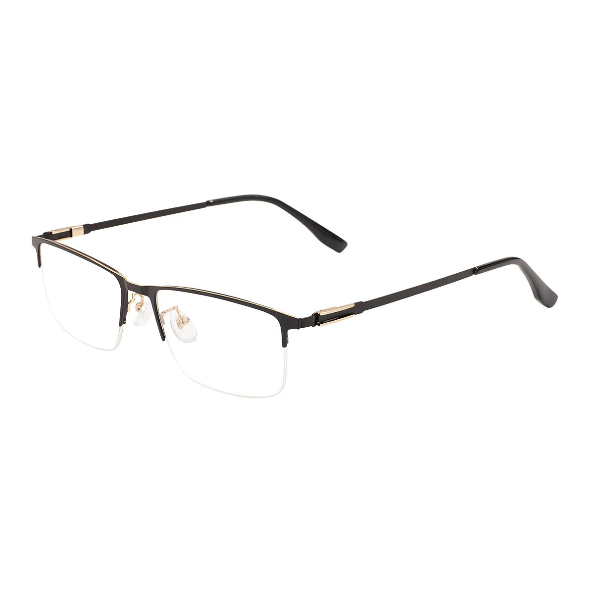 Fashion Large Black Rectangle Metal Half Rim Eyeglasses Frame Big Men Business Spectacles For Myopia Optical Prescription Lenses