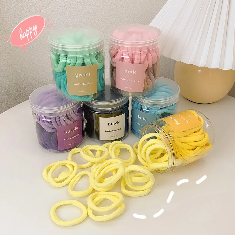 

50pcs Seamless Hair Ties Gradual Color Change High Elasticity Candy Color Hair Elastic Ropes for Girls Women Hair Accessories