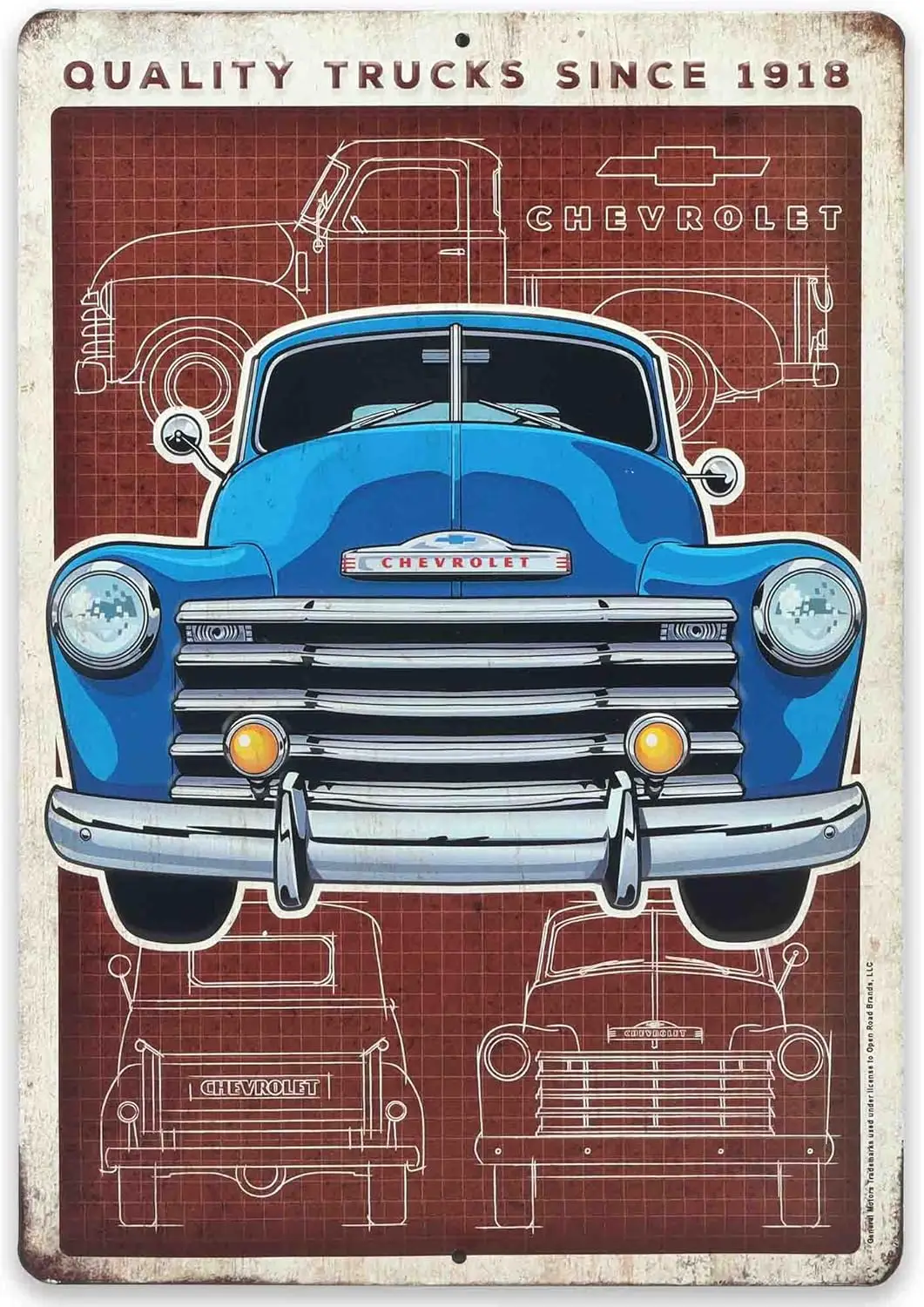 Truck Schematic Metal Sign - Vintage Chevy Sign for Garage or Man Cave