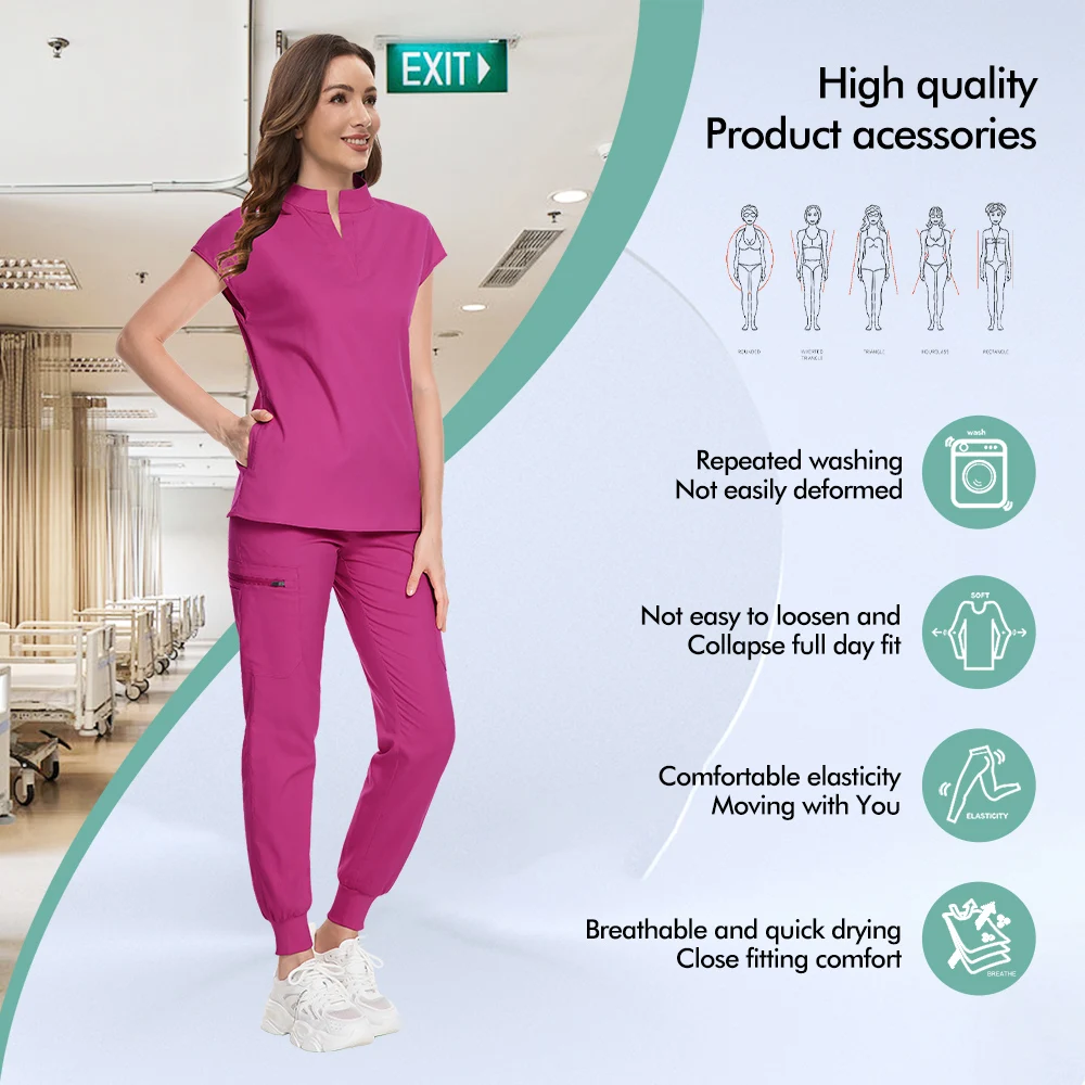 Niaahinn الطبية فرك ممرضة موحدة الحيوانات الأليفة البيطرية التمريض عداء ببطء مجموعة النساء طبيب الأسنان ملابس العمل غرفة العمليات ثوب جراحي