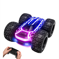 Mini Remote Control Car with Variable Colors Lights for Kids, 2.4GHz Rc Stunt Cars, 360°Rotating Double Sided RC Car Toys Black