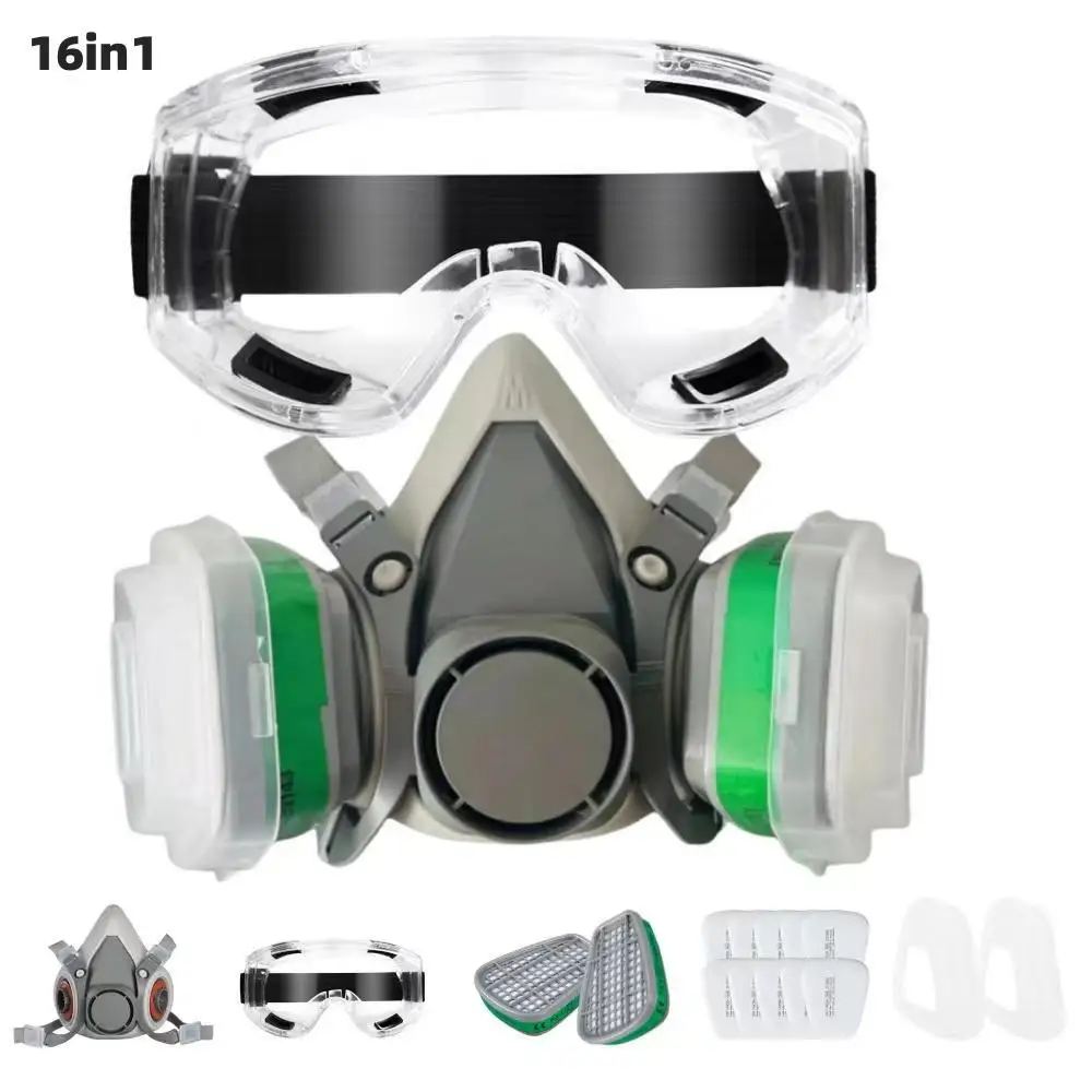 

New 8in1/16in1 6200 Dust Gas Respirator Half Face Dust Mask For Painting Spraying Organic Vapor Chemical Gas Filter Work Safety