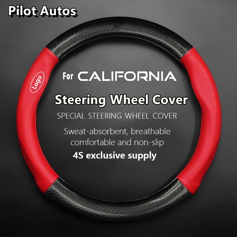 For Volkswagen For California Steering Wheel Cover Genuine Leather Carbon Fiber Summer Winter Women Man