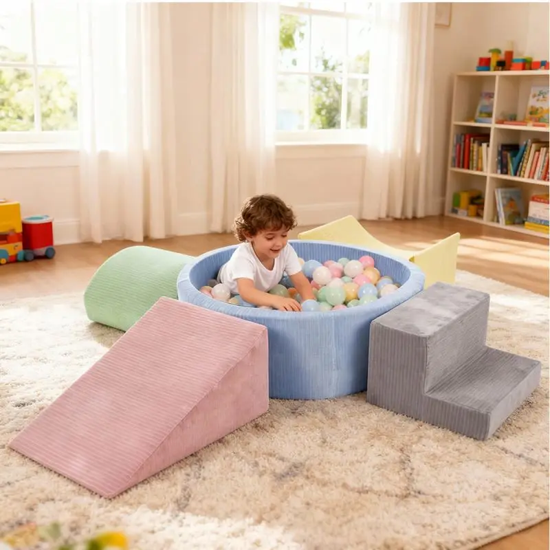 Kids Play Sofa Set with Foam Climbing Blocks & Ball Pit for 2-4 Years Unisex Indoor Furniture Toys