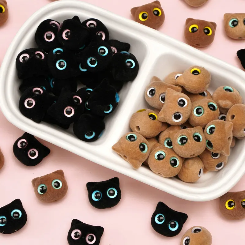 

1 шт., милые зимние бархатные бусины в форме кошки, акриловая плюшевая ткань, свободные бусины-разделители для изготовления ювелирных изделий, брелок для рукоделия, принадлежности