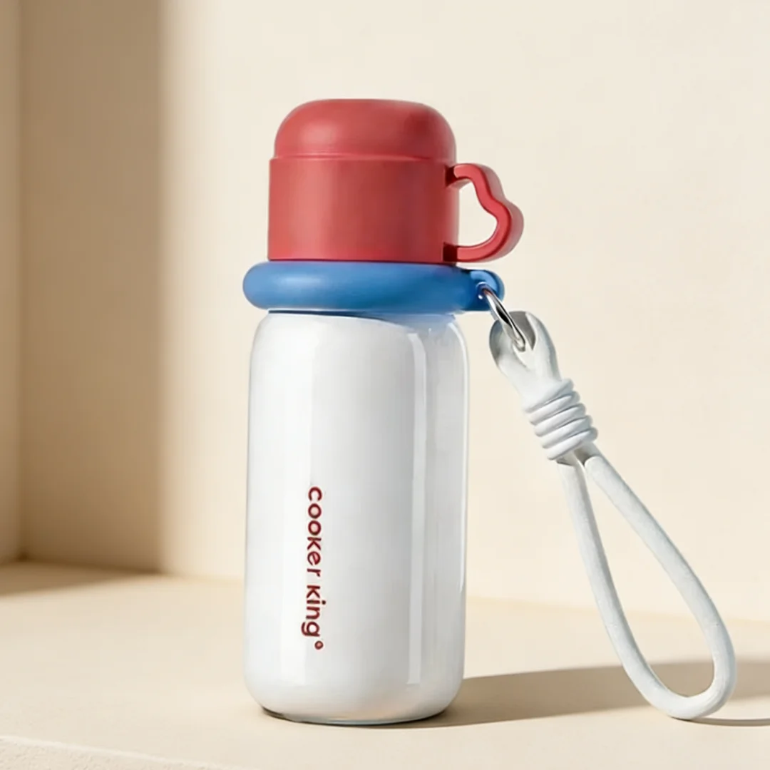 

COOKER KING Vacuum Insulated Water Bottle with Straw and Cup Lid, Stainless Steel Water Bottles, Portable Iced Travel Coffee Mug