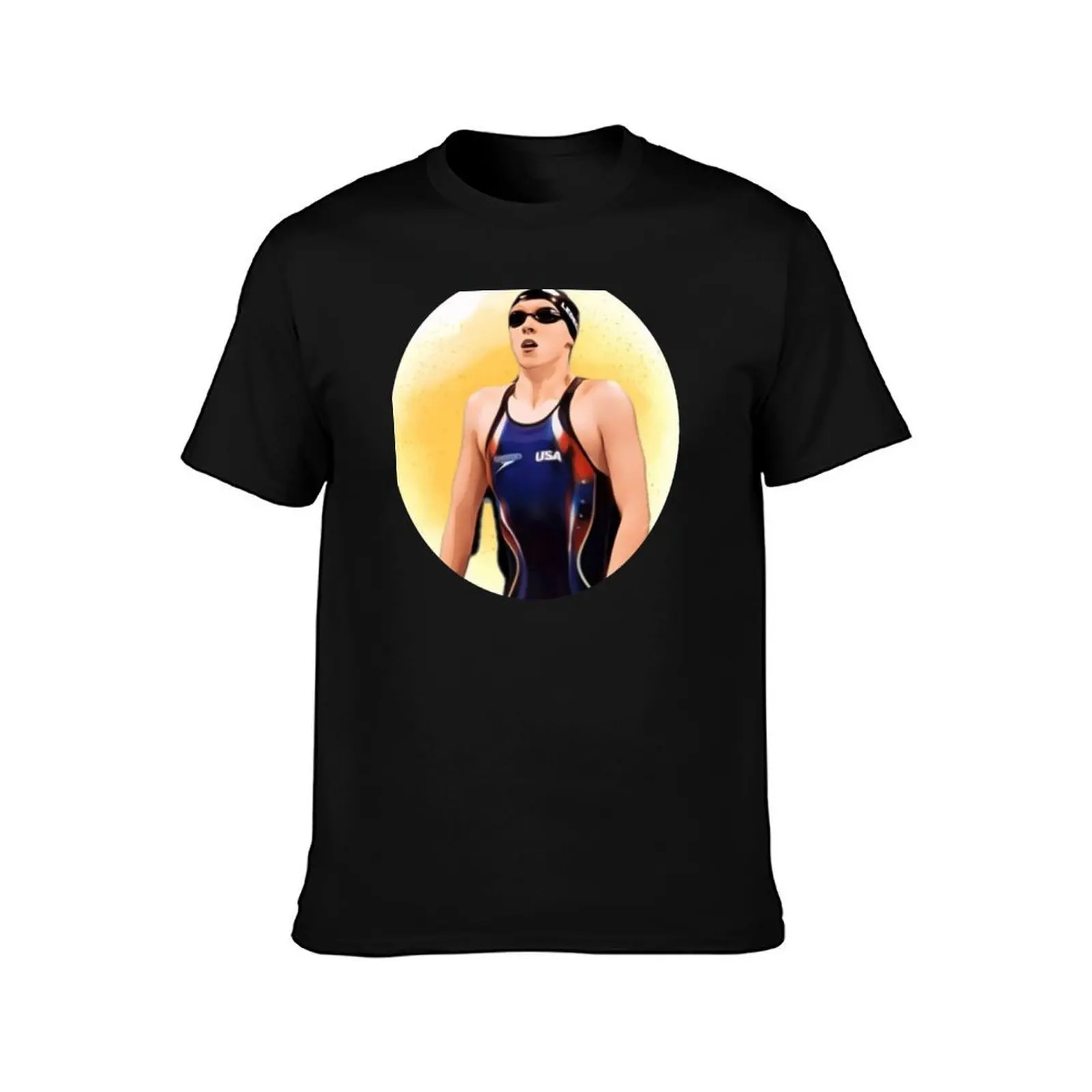 Katie Ledecky USA Swimmer T-Shirt, Summer Casual Cotton Tee, Oversized Streetwear Tops, Vintage Graphic Print, Unisex Men Women