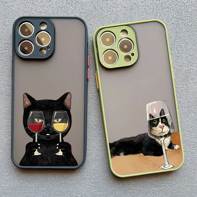 Dark Funny Cartoon Cat Fun Phone Case For iPhone 16 14 13 12 11 15 17 Pro Max X XR XS 12 13 Mini 14 15 Plus Animal Covers