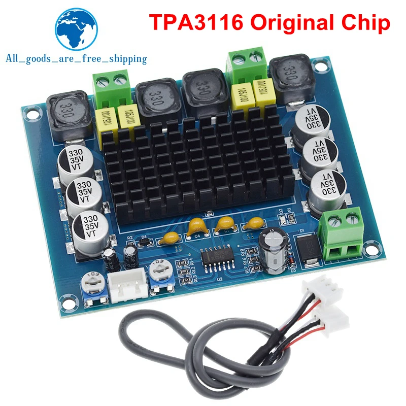 DIYTZT DC 12V 24V 120W*2 TPA3116 D2 Dual Channel digital Power audio amplifier board  Original Chip good