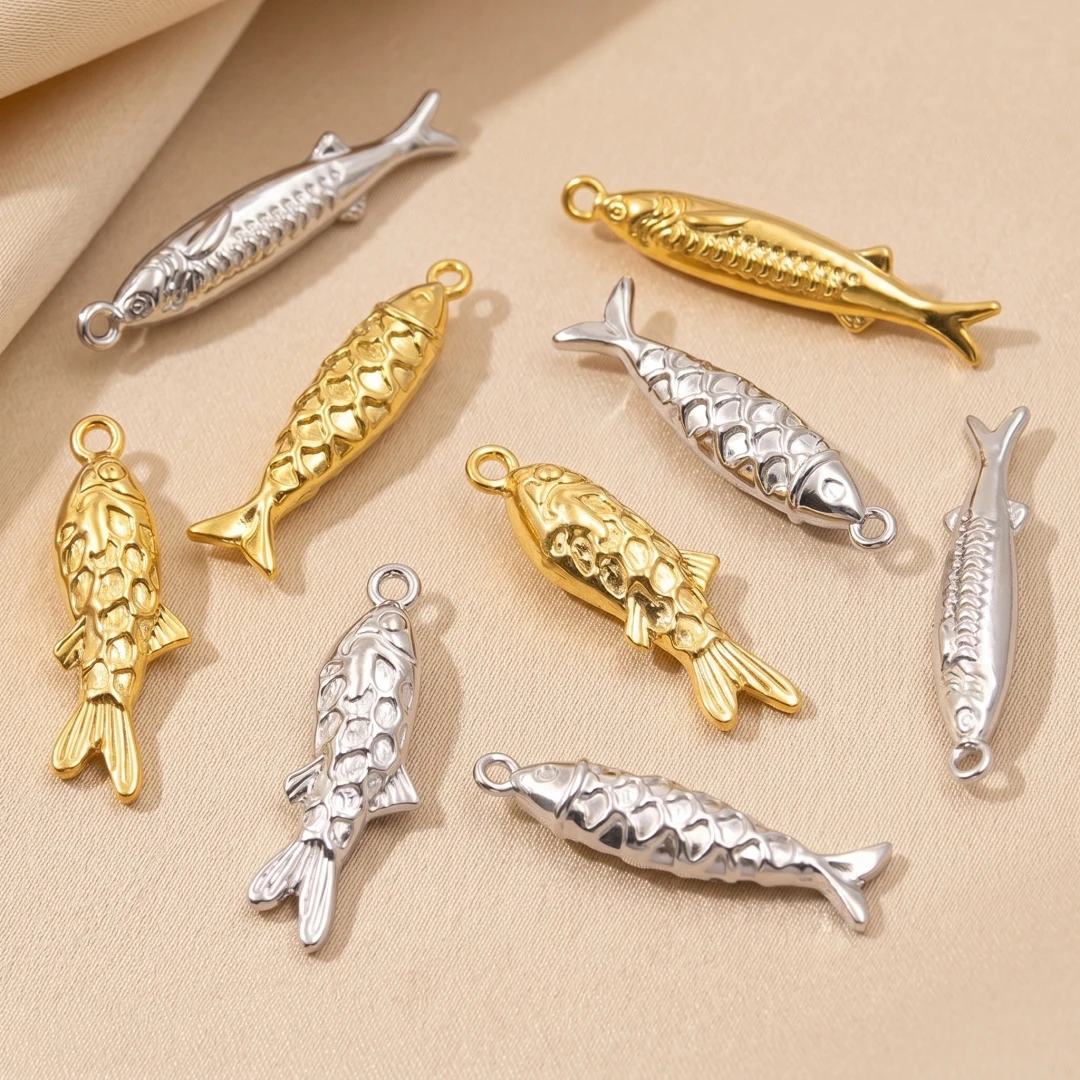 3 Stück Edelstahl 3D Seefisch Hai Anhänger Niedliche Tierfiguren Fisch-Charms für Schlüsselanhänger Halskette DIY Schmuckherstellung Zubehör – Detail 2