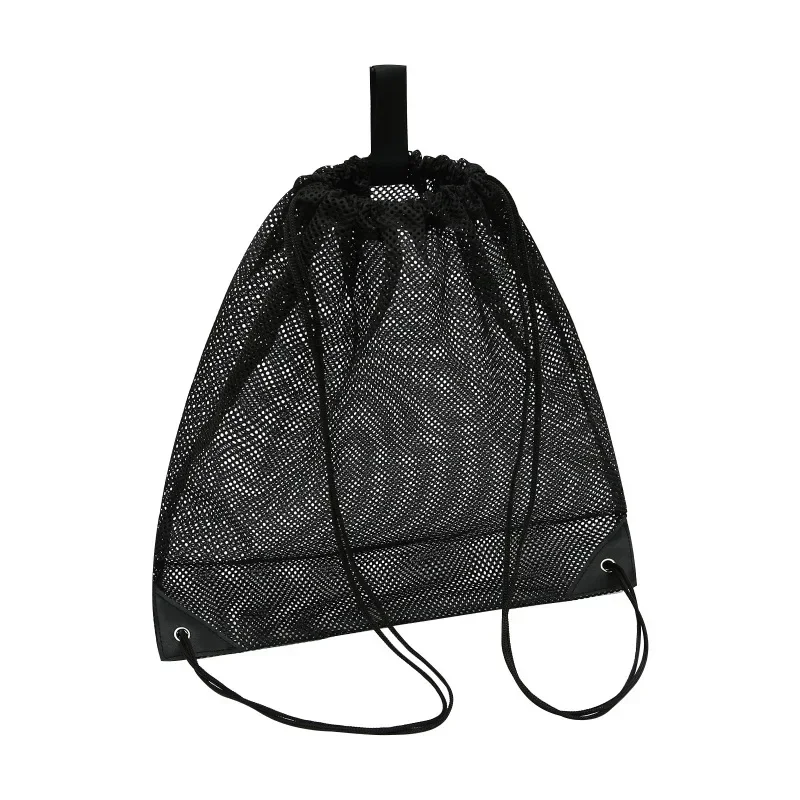 Outdoor Large Capacity Mesh Drawstring Pocket Unisex Beach Clothing Children Toy Backpack Basketball Football Hiking Storage Bag