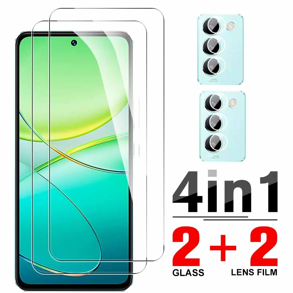 4in1 Protective Tempered Glass Case For Vivo 3T V40 SE5G Screen Protector Y200 E Vivo3T 5G Y100 4G V40SE Camera Lens Cover Film