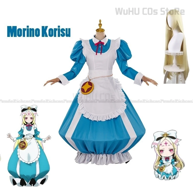 Anime Gushing Over Magical Girls Cosplay Morino Korisu Cosplay Costume Lolite Maid Dress Women Hallowen Suit Morino Korisu Wig